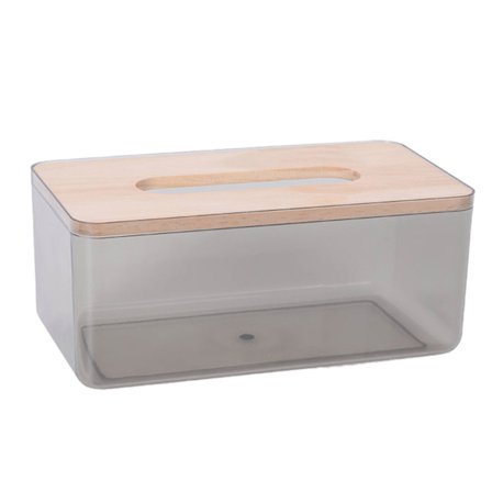 Transparent Tissue Box Holder Stor Slitesterk PP Komprimert Tre Serviett Holder med Sklisikker Bunn for Stue Svart