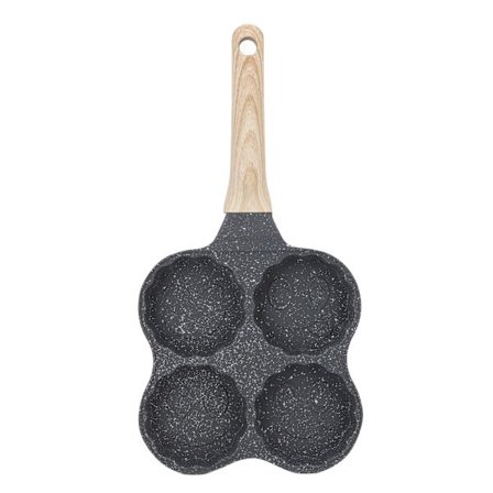 Alumiininen 4 kupin paistinpannu tarttumaton munankeitin pannu lettupannu helppo puhdistaa puukahva kaasuliedelle induktioliesi astiat hymynaamaversio