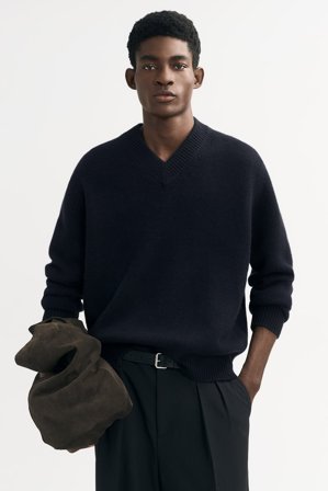 Soft Goat - Men's V-neck - Men cashmere sweater - M - Navy