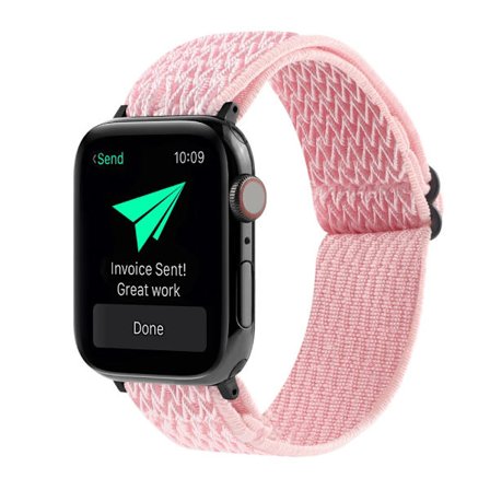 Punottu nailonranneke Apple Watch Ultra 2 49mm, vaaleanpunainen