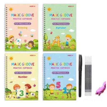 4kpl Sank uudelleenkäytettävä harjoituskirja, kirjoituskirja kirjoittamiseen 1