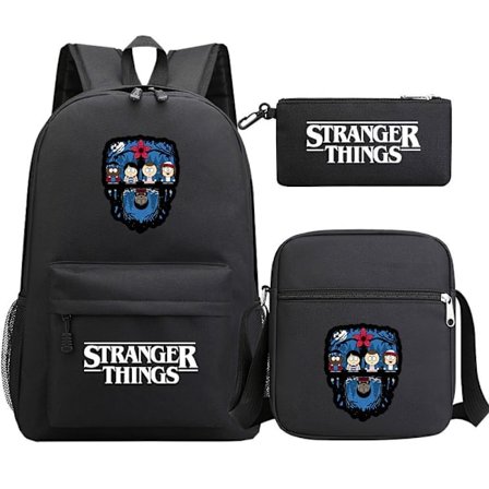 Stranger Things Ryggsäck 3-Dels Set Student Skolväska Canvasväska 15 3 ST/Set