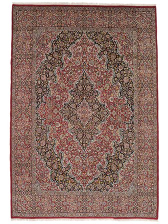Kerman Fine Rug Hand Knotted 280X395 Dark Red/Brown