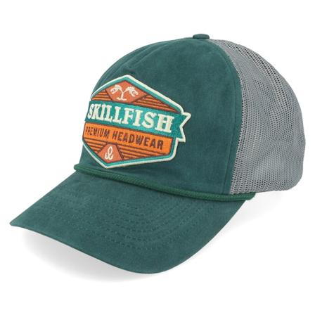 Skillfish - Grön trucker Keps - Terraflame Logo 939 Bachelor Spruce/Light/Pine Trucker @ Hatstore