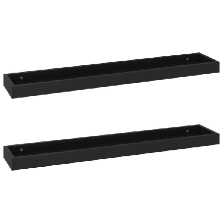 Vidaxl Vägghyllor Med Kant 2 St Svart 80x15x4 Cm Mdf Svart