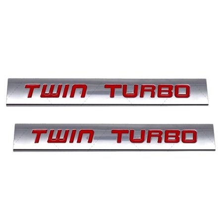 2 st 3D Twin Turbo Emblem Metall Bokstav Logo Bil Emblem Badge