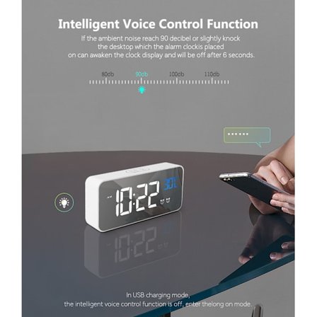 1 st (Silverfärg) Digital väckarklocka, LED väckarklocka med S