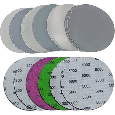 24 stk 125mm Sandpapir, Korn 800/1200/2000/3000 /4000/5000 Rundt Vått og Tørt 2025:e