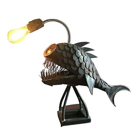 Marlin fiskelampe USB oppladbar skrivebordslampe i metall Håndlaget håndverk Hjem Stue Dekorasjon Sm-A1