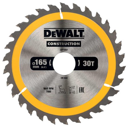 Dewalt DT1937-QZ Sirkelsagklinge 165 x 30 mm, 30T, Maskintilbehør & forbruk
