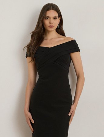 Lauren Ralph Lauren Crepe Off-The-Shoulder Cocktail Dress - Black - 42