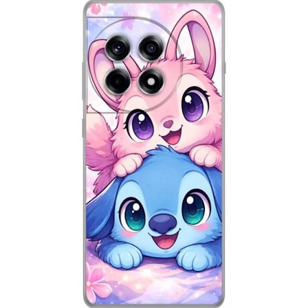 Kompatibel Mobilcover til OnePlus OnePlus 12R Sød kawaii illustration med pink og blå fantasidyr, store øjne og bløde farver perfekt til børnevæ