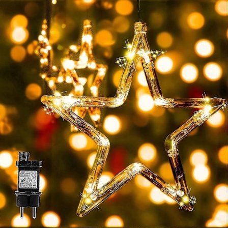 Utomhus Juldekoration 138 Led 8 lägen, Ljusslinga med 12 stjärnor, Ljusslinga
