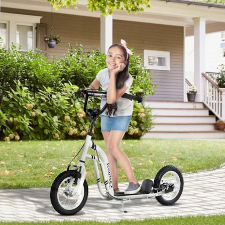 Børnescooter Fra 5 År, Børnescooter, Cityscooter Med Luftdæk, 12 Tommer, Gummi, Aluminium, Hvid
