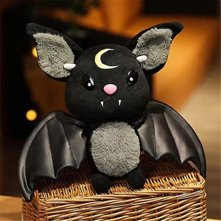 Söt kattunge plyschleksak Galen katt med fladdermusvingar Söt Kawaii katt plyschleksaker för barn Black bat