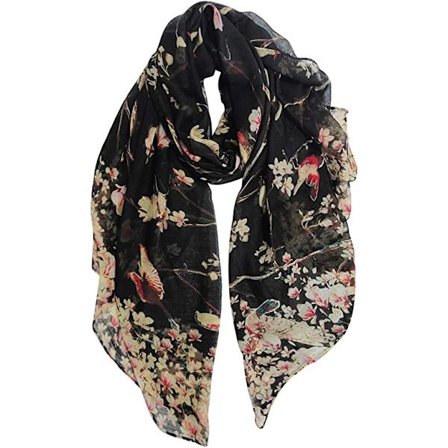 Naisten kevyet kukka- ja lintukuvioiset puuvillahuivit