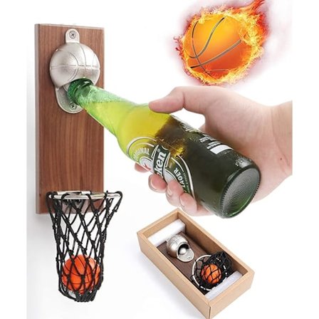 Veggmontert flaskeåpner - Veggmontert flaskeåpner - Veggmontert flaskeåpner - Vintage treflaskeåpner for bar, kjøkken, leilighet, uteplass (basketball