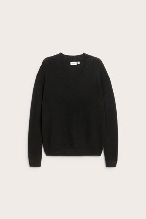 Kappahl | Sweter z dzianiny, z dekoltem w szpic Czarne 2XL | Czarne