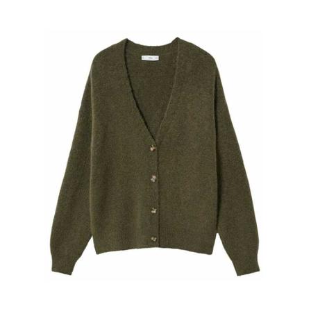 Mango Ribbed knit cardigan Grøn, Dame Cardigans