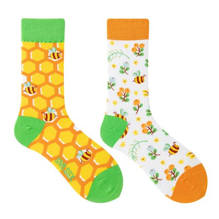 5 par Många stilar av AB-strumpor asymmetriska kreativa trendiga strumpor roliga par mandarinanka färgade mellanhöga strumpor