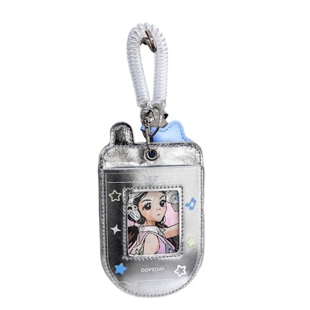 Käännettävä puhelinmuotoinen valokuvakortin pidike, sarjakuvamainen valokuvakortin suojakotelo vedenpitävä nahkainen korttikotelo, johon mahtuu 2-3 