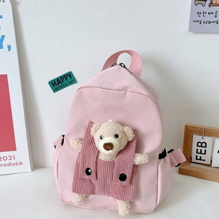 Plysjryggsekk for barn Tegneserie Plysj Bjørn Ryggsekker ROSA