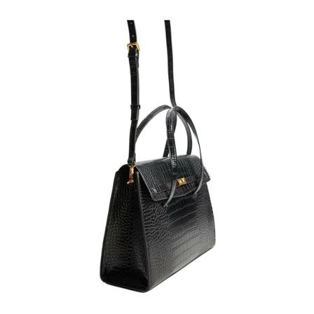 Mango Håndtaske With Crocodile Leather Pattern Sort, Dame Skuldertasker, Størrelse: ONE Size
