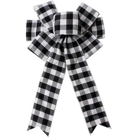 Svartvit Buffalo Plaid Rosett Julkrans Rosett Semester Jul Rosett För Julgran Topper