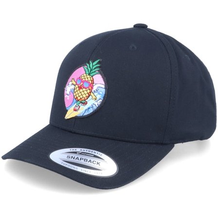 Kiddo Cap - Kids Pineapple Surfer Summer Black Adjustable Adjustable Black Cap - @ Hatstore