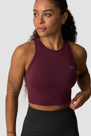 ICANIWILL - Define Seamless Cropped Tank Top Dark Mahogany - Naiset - Treenivaatteet ICIW:ltä