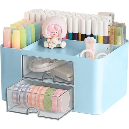 Työpöydän laatikon järjestäjä (sininen), työpöydän laatikon säilytysjärjestäjä, Stati