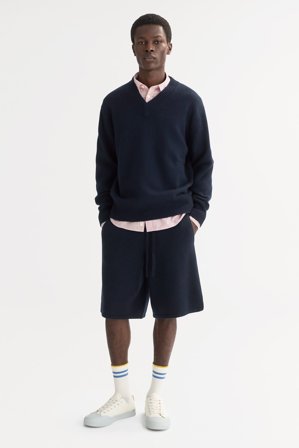 Soft Goat - Men's V-neck - Kashmirtröja herr - S - Navy