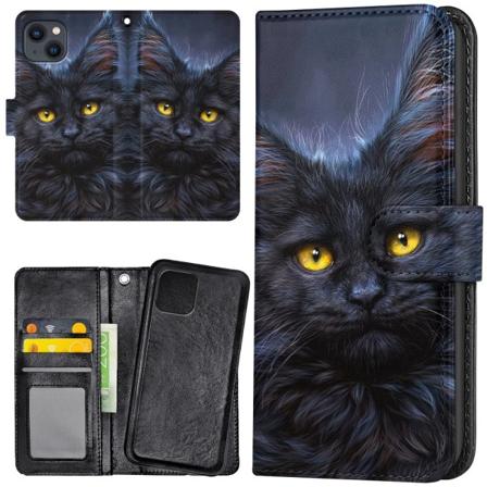 iPhone 15 Plus - Lommebok Deksel Svart Katt
