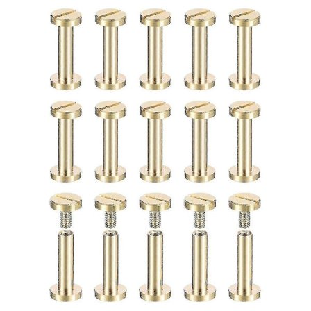 30-pakks Messing Chicago Skruer, 15x8mm Flatt Hode Skrue Bak Binding Post Spiker Nitter Festes For