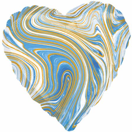 Heliumballon hjerte blå marmor