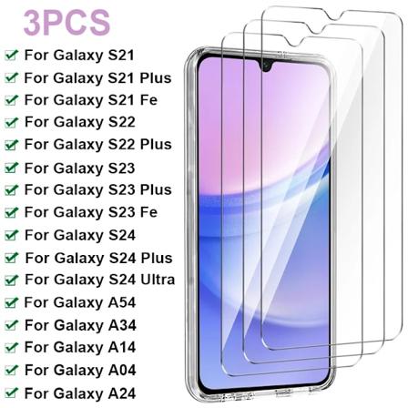3 stk. Hærdet glas til Samsung Galaxy A54 A14 A34 A24 A04 skærmbeskyttelse til Samsung S23 S220 Plus S21 Fe S24 Ultra-glasfilm. For S21 Fe Glass