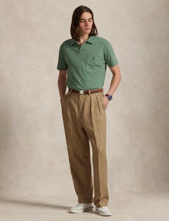 Polo Ralph Lauren Standard Fit Cotton-Linen Polo Shirt - Green - S