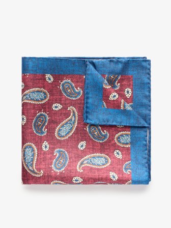 John Henric Men's Burgunderrotes Einstecktuch Paisley Size Onesize