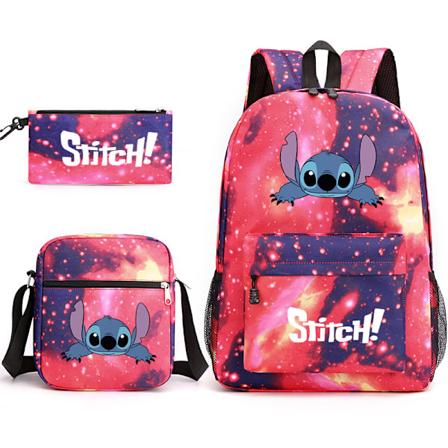 Unisex tegneserie syning print rygsæk skole taske rejsetaske_x-WELLNESS Pink-2