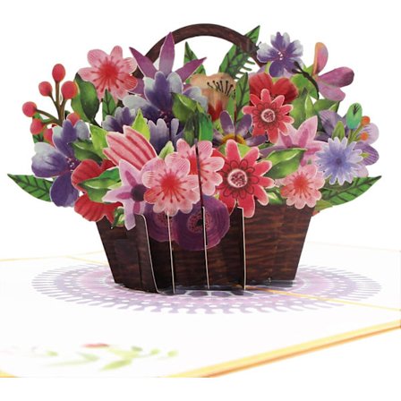 1 stk. Pop Up Blomsterkort, 3D Jubilæumskort til Dig, Kvinder