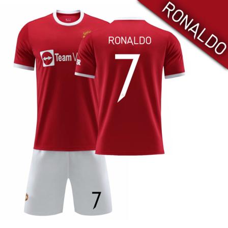 21-22 Ny Red Devils Hjemmetrøye Nr. 7 Ronaldo Trøye Nr. 6 Pogba Fotballtrøye Sett Nr. 18 Stjerne med Originale Sokker Champions League No.7 22#