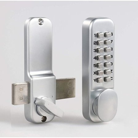 Mekanisk kodelås i zinklegering, sikkerhedsdør til indgangsdør, ideel til garagedør, egnet til døre med en tykkelse på 10-65 mm KLB