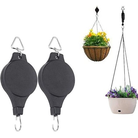 Hengende kurv talje, 2 stk justerbare blomsterkurv kroker, plantetrekk henger, justerbare plantetaljer, innfellbare plantetaljer, for hengende kurv