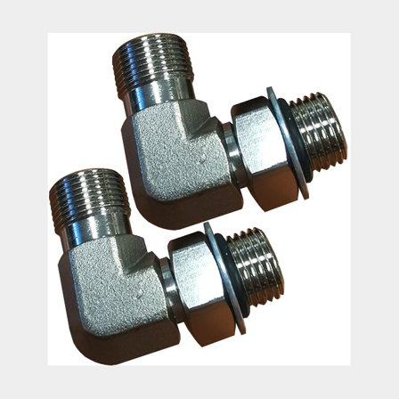 Nippelsats för styrpump hydraul, 90 grader (2-pack)