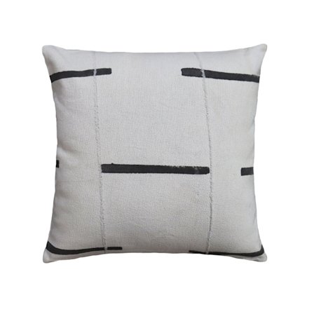 Koristeellinen tyyny 50x50 cm, valkoinen ja musta kangas