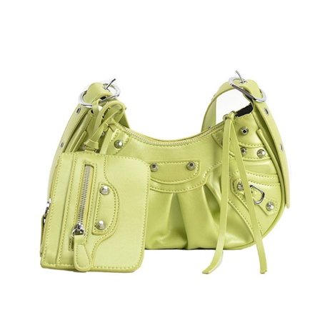 PU-lädernit dubbad axelväska Designer Crossbody-väska