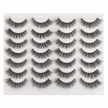 Falske øyevipper Cat Eyes Wispy Natural Faux Mink Lashes 14 par pakke Lett volum korte falske øyevipper Multipack