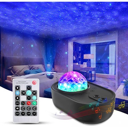 Stjärnprojektor, 3 i 1 Galaxy Night Light Projector med fjärrkontroll, Bluetooth-högtalare och 5 vita ljud för sovrum/fest/hemdekor, Timi