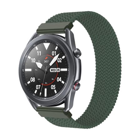 Elastiskt klockarmband i nylon för Samsung Galaxy Watch 4 - Olivgrön Storlek: M