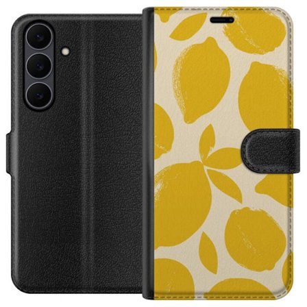 Kompatibelt Plånboksfodral till Samsung Samsung Galaxy S25 FE Citrontryck citroner gula citrusfrukt köksmönster sommar design tapet retro stil fär